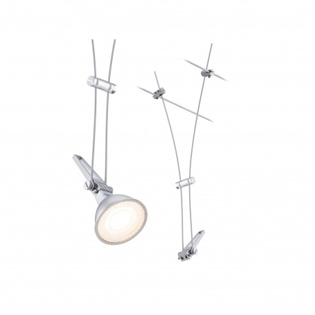 Spot individuel Comet pour câbles tendus CorDuo Paulmann - 50W max - 12V - GU5,3 - IP20 - Chrome mat - Dimmable