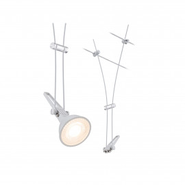 Spot individuel Comet pour câbles tendus CorDuo Paulmann - 50W max - 12V - GU5,3 - IP20 - Blanc dépoli - Dimmable