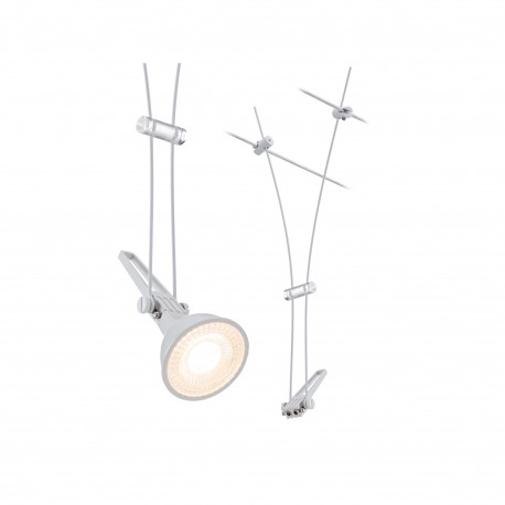 Spot individuel Comet pour câbles tendus CorDuo Paulmann - 50W max - 12V - GU5,3 - IP20 - Blanc dépoli - Dimmable