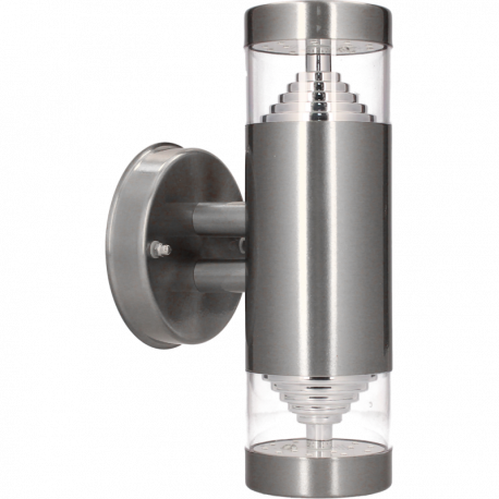 Applique extérieure bidirectionnelle LED Arlux - Série Castellane - 9W - 3000K - IP44 - Inox