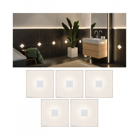 LumiTiles Basic Set Square 10x10cm 5x0,8W 2700K 12V Blanc Syn/Alu