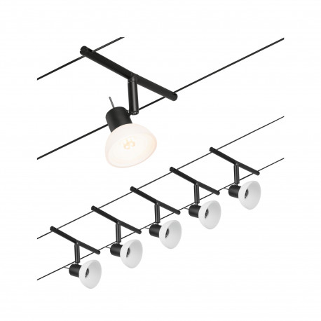 Kit Wire Sheela max5x10W GU5,3 Noir mat/Chrome 12V CC 60VA plastique/Métal