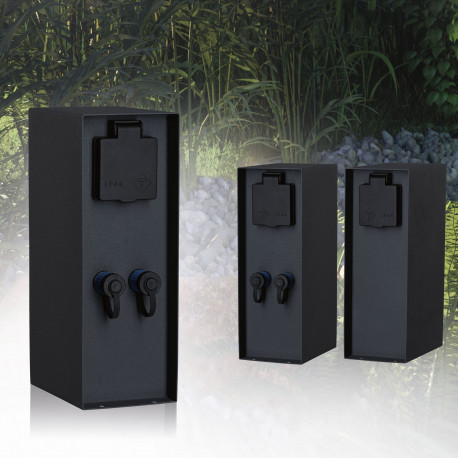Colonne 2 prises Rio Plug & Shine Paulmann - Carrée - IP44 - 2x230V - 2x24V - Anthracite