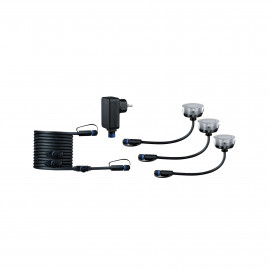 Kit de 3 spots encastrés Plug & Shine Floor Paulmann - IP67 - 2200K - 3x2W - Argent