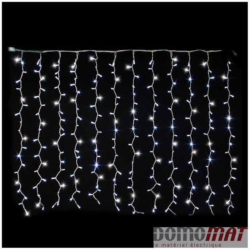 Rideaux Lumineux de Noël LED 230V 12 descentes blanc