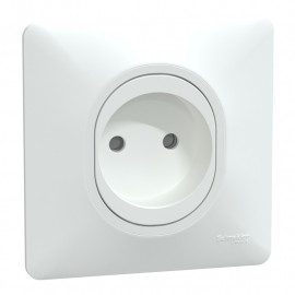 Prise de courant 2P Ovalis Schneider Electric - Encastrée -16A - 250V - Blanc - Complet