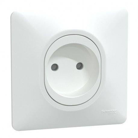Prise de courant 2P Ovalis Schneider Electric - Encastrée -16A - 250V - Blanc - Complet