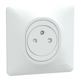 Prise de courant affleurante 2P+T Ovalis Schneider Electric - Encastrée -16A - 250V - Blanc - Complet