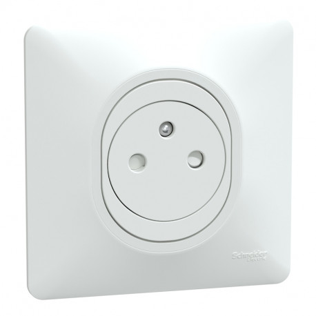 Prise de courant affleurante 2P+T Ovalis Schneider Electric - Encastrée -16A - 250V - Blanc - Complet