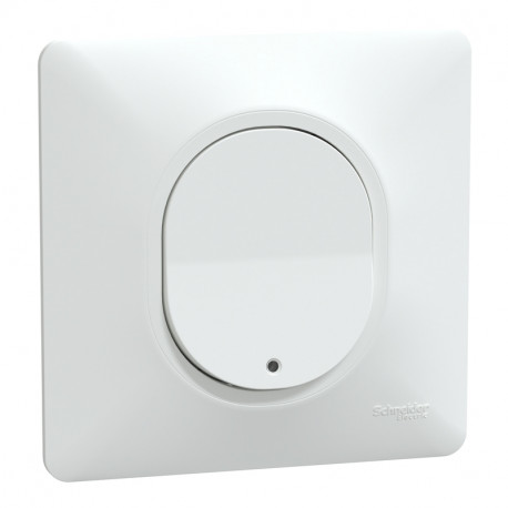 Bouton poussoir 1 touche 10AX Ovalis Schneider Electric - 250V - Bornes automatiques - Blanc - Complet - Avec voyant lumineux
