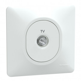 Prise TV simple Ovalis Schneider Electric - Borne à vis - Mâle IEC 9,52 mm - Blanc - Complet