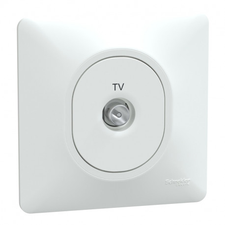 Prise TV simple Ovalis Schneider Electric - Borne à vis - Mâle IEC 9,52 mm - Blanc - Complet