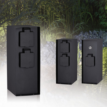 Colonne 3 prises avec capteur crépusculaire outdoor Rio Paulmann - Carrée - IP44 - Anthracite