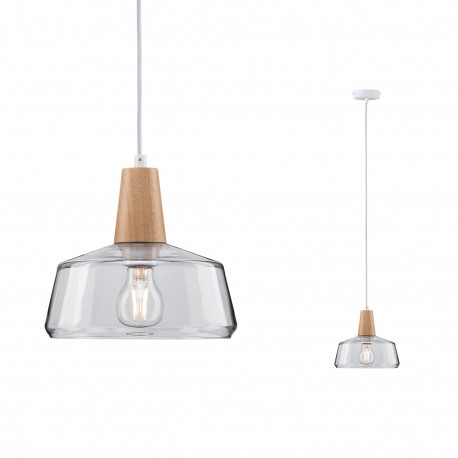 Suspension Neordic Yva Paulmann - E27 - 20W max - 230V - Bois/ Verre