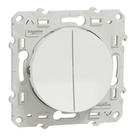 Double va-et-vient Odace Schneider Electric - 10A - Blanc - Avec griffes montées