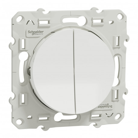 Double va-et-vient Odace Schneider Electric - 10A - Blanc - Avec griffes montées