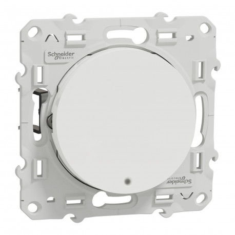 Poussoir lumineux Odace Schneider Electric - LED bleu - 10A - Blanc - Avec griffes montées