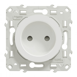 Prise de courant 2P Odace Schneider Electric - 16A - Blanc - Avec griffes montées