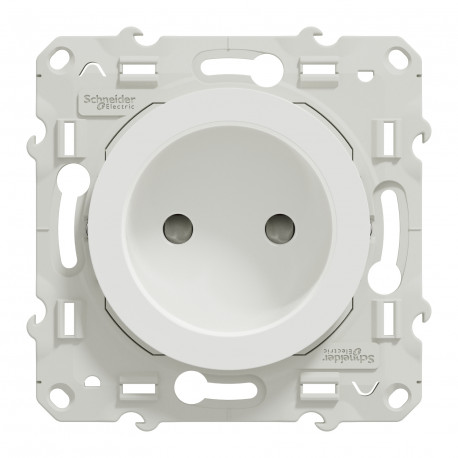 Prise de courant 2P Odace Schneider Electric - 16A - Blanc - Avec griffes montées