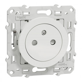 Prise de courant 2P+T Odace Schneider Electric - Affleurante - 16A - Blanc - Avec griffes montées