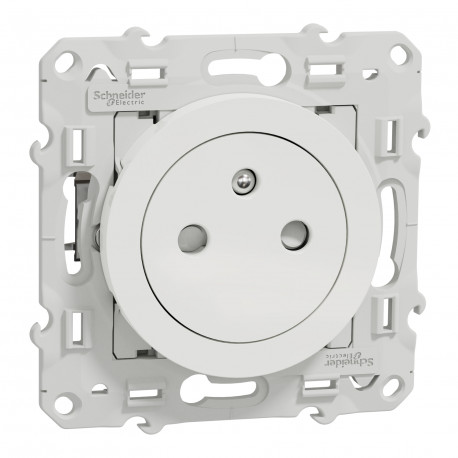 Prise de courant 2P+T Odace Schneider Electric - Affleurante - 16A - Blanc - Avec griffes montées