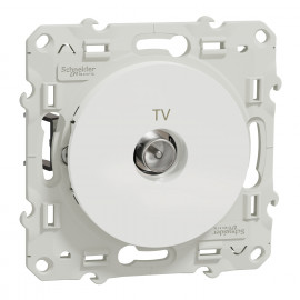 Prise TV Odace Schneider Electric - 1 entrée - Blanc - Avec griffes montées