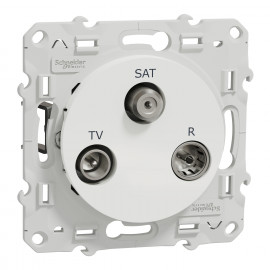 Prise TV/FM/SAT Odace Schneider Electric - 1 entrée - Blanc - Avec griffes montées