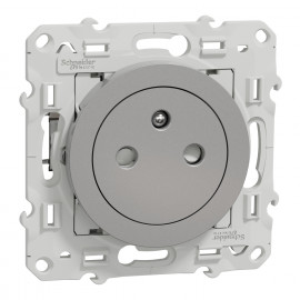 Prise de courant 2P+T Odace Schneider Electric - Affleurante - 16A - Aluminum - Avec griffes montées