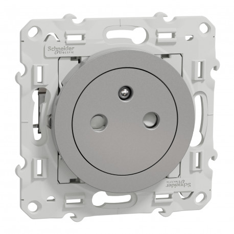 Prise de courant 2P+T Odace Schneider Electric - Affleurante - 16A - Aluminum - Avec griffes montées