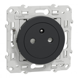 Prise de courant 2P+T Odace Schneider Electric - Affleurante - 16A - Anthracite - Avec griffes montées