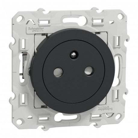 Prise de courant 2P+T Odace Schneider Electric - Affleurante - 16A - Anthracite - Avec griffes montées