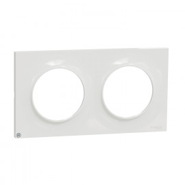 Plaque de finition 2 postes Odace Styl - Horizontal/Vertical - Entraxe 71mm - Blanc - Antibactérien