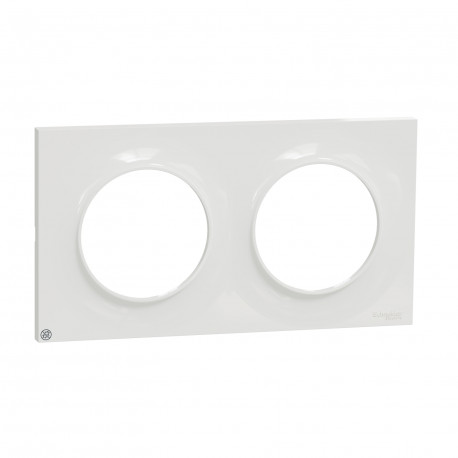 Plaque de finition 2 postes Odace Styl - Horizontal/Vertical - Entraxe 71mm - Blanc - Antibactérien
