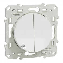 Double va-et-vient Odace Schneider Electric - 10A - Blanc - Antibactérien - Fixation par vis