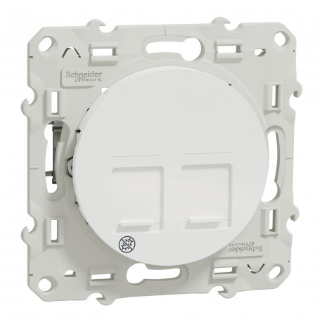 Prise multimédia RJ45 Odace Schneider Electric - Grade 3 - cat. 6 STP - Blanc - Antibactérien