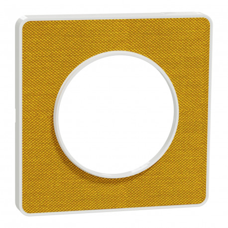 Plaque de finition 1 poste Kvadrat Odace Touch Schneider Electric - Ocre/ blanc
