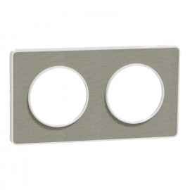 Plaque 2 postes Kvadrat Odace Touch Schneider Electric - Horizontal/Vertical - 71mm - Perle/ blanc