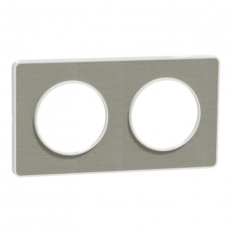 Plaque 2 postes Kvadrat Odace Touch Schneider Electric - Horizontal/Vertical - 71mm - Perle/ blanc