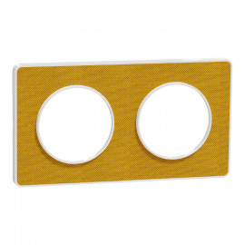 Plaque 2 postes Kvadrat Odace Touch Schneider Electric - Horizontal/Vertical - 71mm - Ocre/ blanc