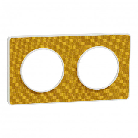 Plaque 2 postes Kvadrat Odace Touch Schneider Electric - Horizontal/Vertical - 71mm - Ocre/ blanc