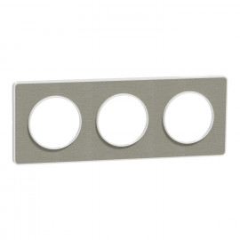 Plaque 3 postes Kvadrat Odace Touch Schneider Electric - Horizontal/Vertical - 71mm - Perle/ blanc