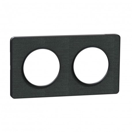 Plaque 2 postes Kvadrat Odace Touch Schneider Electric - Horizontal/Vertical - 71mm - Ombre/ Anthracite