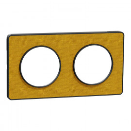 Plaque 2 postes Kvadrat Odace Touch Schneider Electric - Horizontal/Vertical - 71mm - Ocre/ Anthracite