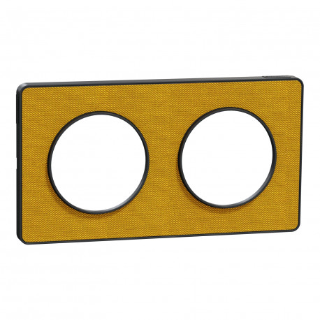 Plaque 2 postes Kvadrat Odace Touch Schneider Electric - Horizontal/Vertical - 71mm - Ocre/ Anthracite