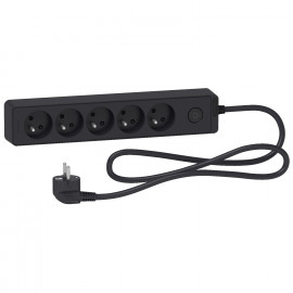 Rallonge multiprises 5 prises 2P+T Odace Schneider Electric - 1,5m - Anthracite