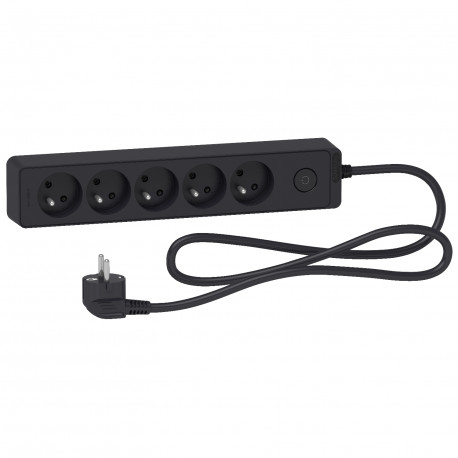 Rallonge multiprises 5 prises 2P+T Odace Schneider Electric - 1,5m - Anthracite