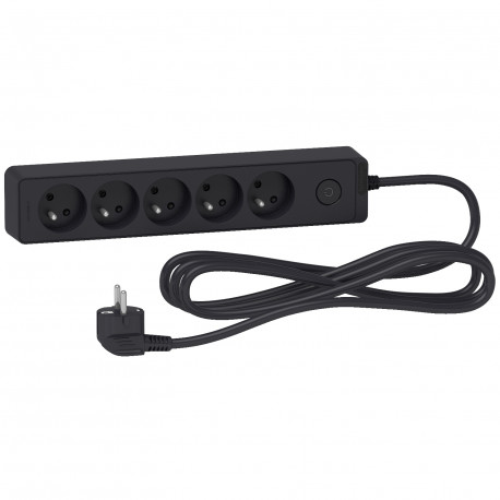 Rallonge multiprises 5 prises 2P+T Odace Schneider Electric - 3m - Anthracite