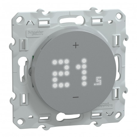 Thermostat connecté filaire Wiser Odace Schneider Electric - Génération 2 - 2A - Encastré - Aluminium