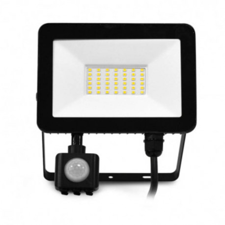 Projecteur extérieur LED Lumos Slim II Miidex avec détecteur - 20W - 6000K - IP65 - Noir