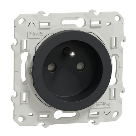Prise de courant Odace 16A 2P+T - Anthracite